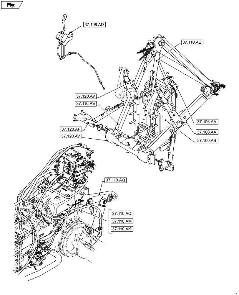 Схема запчастей Case IH FARMALL 95C - (00.000.37) - PICTORIAL INDEX - HITCHES, DRAWBARS AND IMPLEMENT COUPLINGS (00) - GENERAL & PICTORIAL INDEX