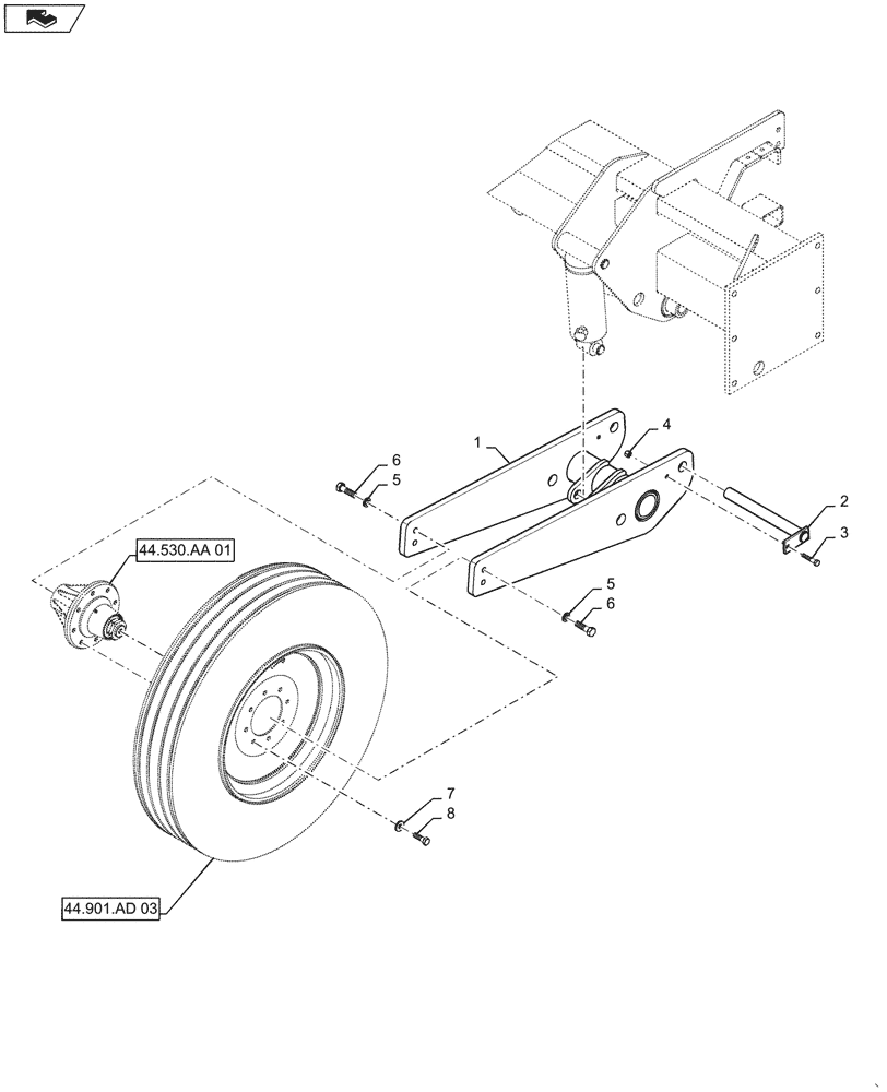 Схема запчастей Case IH 1255 - (44.901.AA[03]) - HIGH FLOTATION WING WHEEL ASSEMBLY FOR 24 ROW (44) - WHEELS