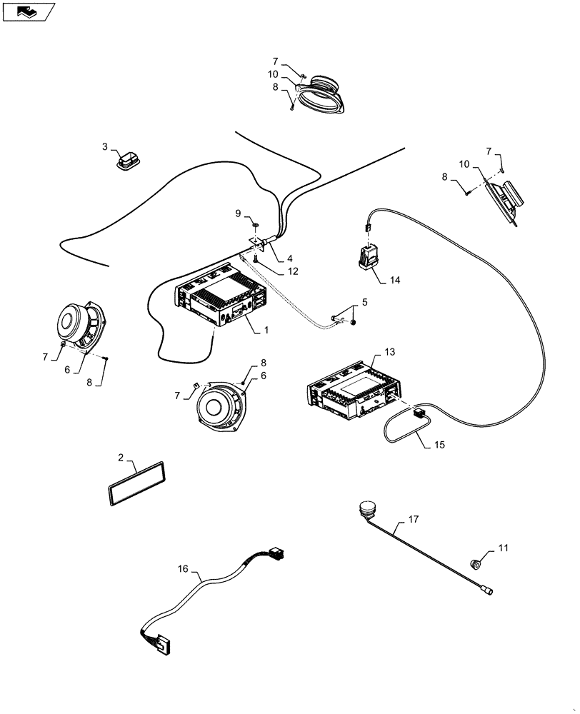 Схема запчастей Case IH MAGNUM 310 - (55.512.AA[01]) - RADIOS, SPEAKERS, AND ANTENNAS - BSN ZERF08099 (55) - ELECTRICAL SYSTEMS