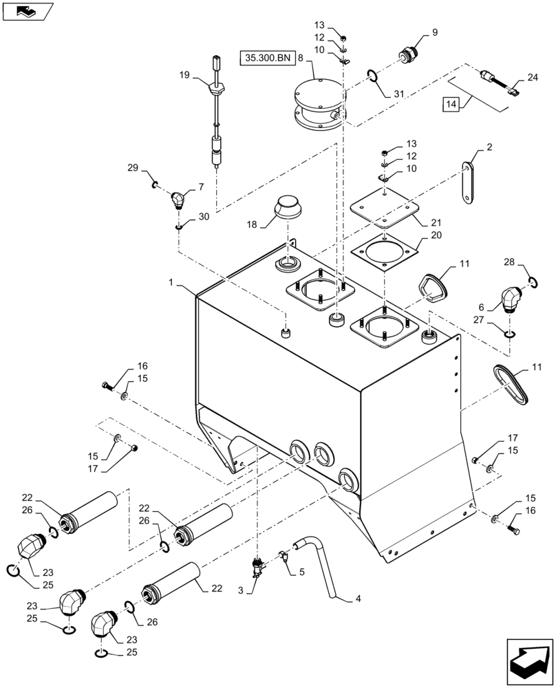 Схема запчастей Case IH 2240 - (35.300.AQ[01]) - HYDRAULIC OIL TANK (35) - HYDRAULIC SYSTEMS