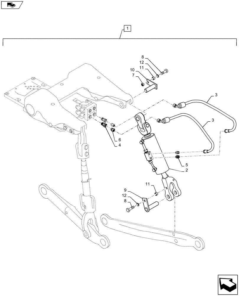 Схема запчастей Case IH MX255 - (88.035.01) - DIA KIT, HYDRAULIC LIFT LINK (08) - HYDRAULICS