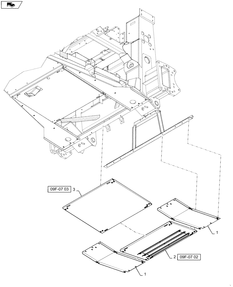 Схема запчастей Case IH 620 - (09F-07[01]) - PLANT TUNNEL, GUIDE ASSEMBLY (12) - CHASSIS