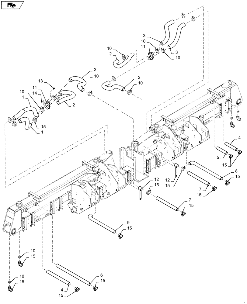 Схема запчастей Case IH 1255 - (79.103.AA[03]) - VACUUM DELIVERY HOSES CENTER FOR 24 ROW (79) - PLANTING