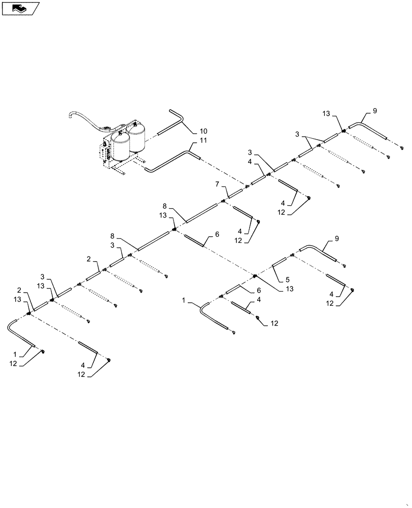 Схема запчастей Case IH 1255 - (79.940.AI[02]) - IN CAB PNEUMATIC DOWN PRESSURE PLUMBING FOR 16 ROW (79) - PLANTING