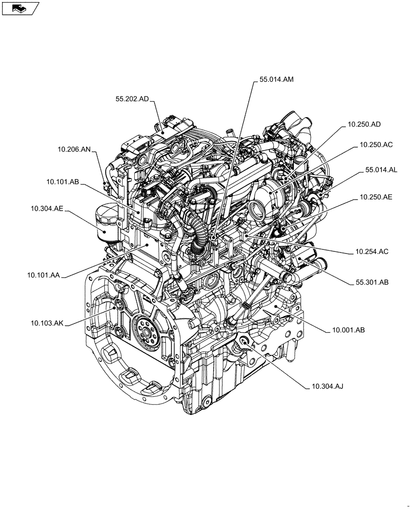 Схема запчастей Case IH F5DFL413H A009 - (00.000.10[02]) - PICTORIAL INDEX - ENGINE (00) - GENERAL & PICTORIAL INDEX