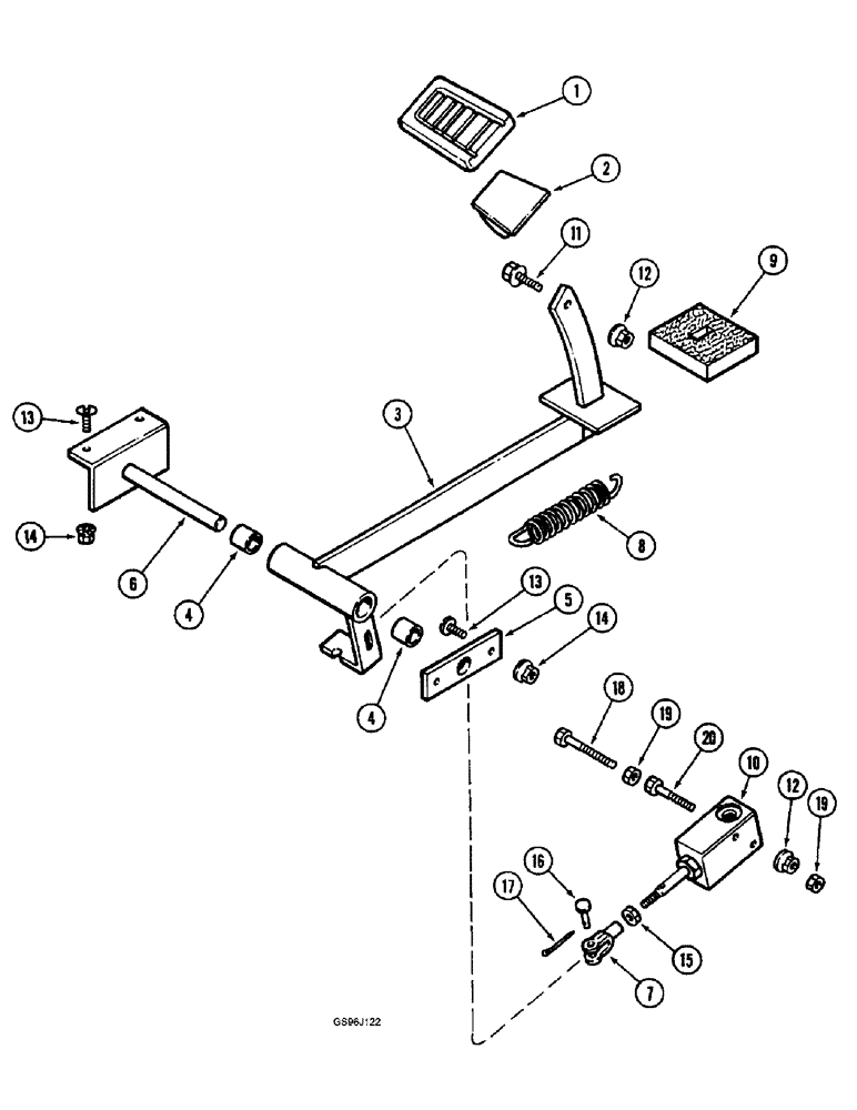 Схема запчастей Case IH 1660 - (6-10) - FOOT-N-INCH PEDAL (03) - POWER TRAIN