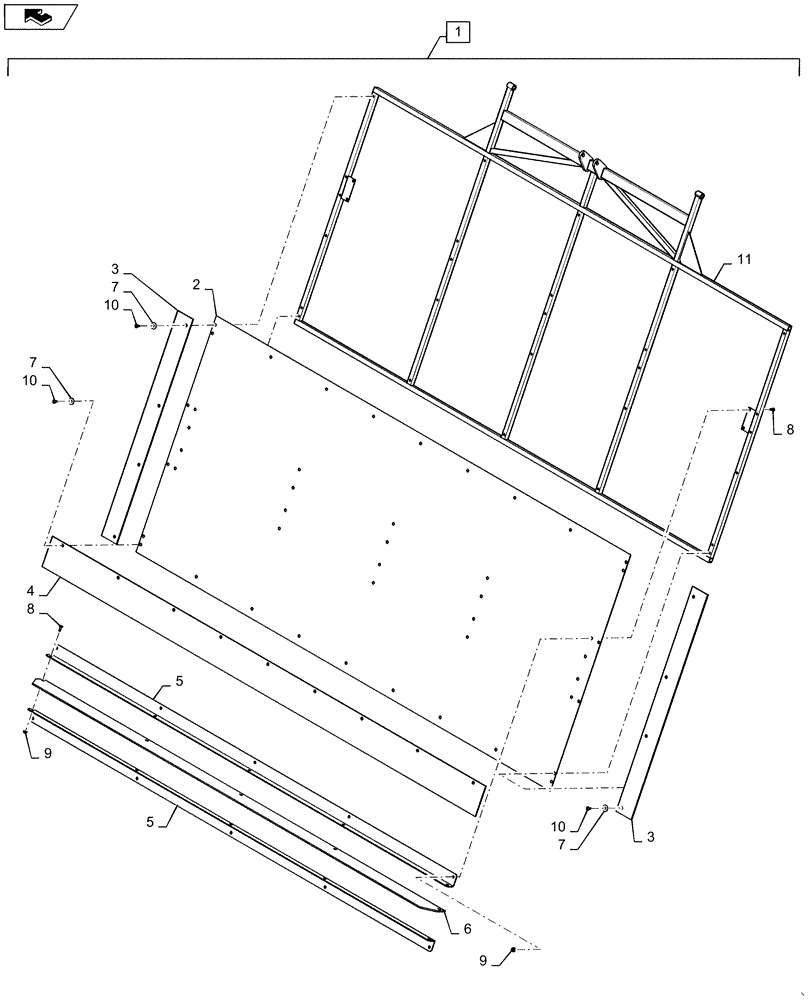 Схема запчастей Case IH 635 - (80.200.08[02]) - LID, MODULE TAILGATE, MDL YEAR 2012 (80) - CROP STORAGE/UNLOADING