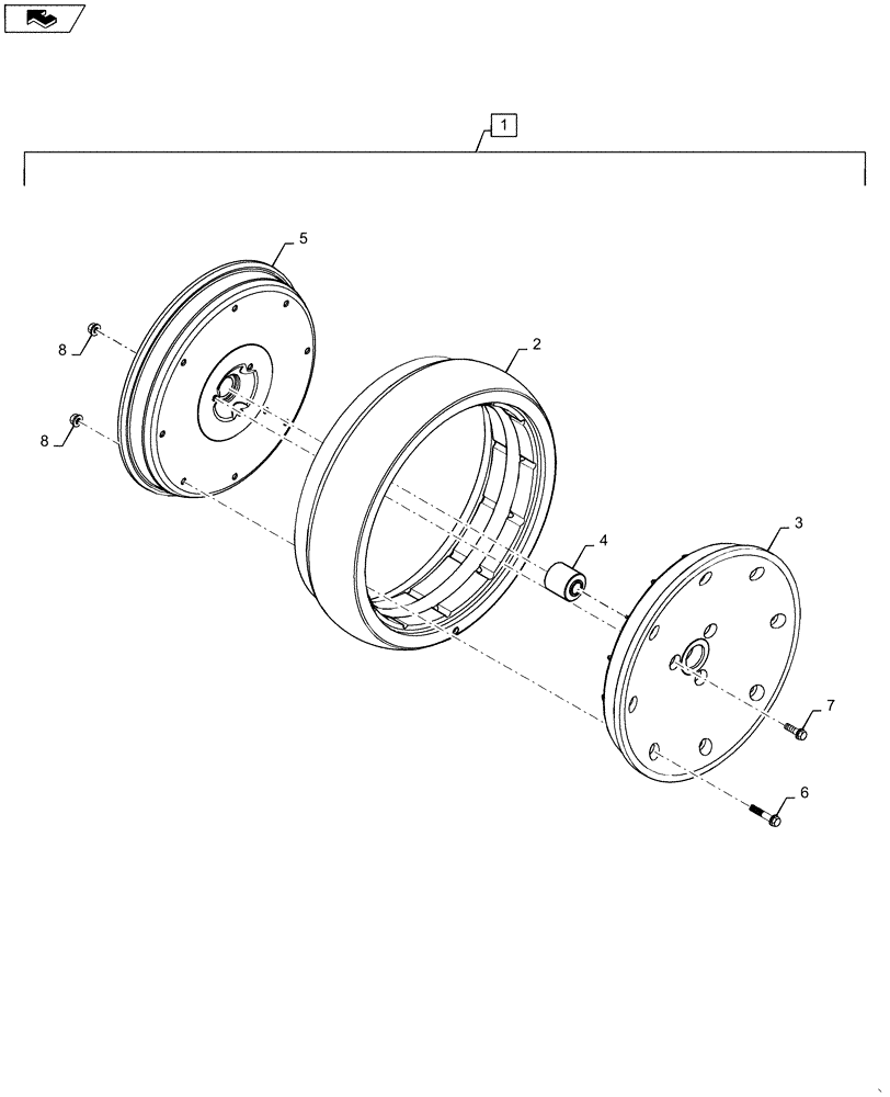 Схема запчастей Case IH 1255 - (79.105.AA[02]) - GAUGE WHEEL, STANDARD (79) - PLANTING