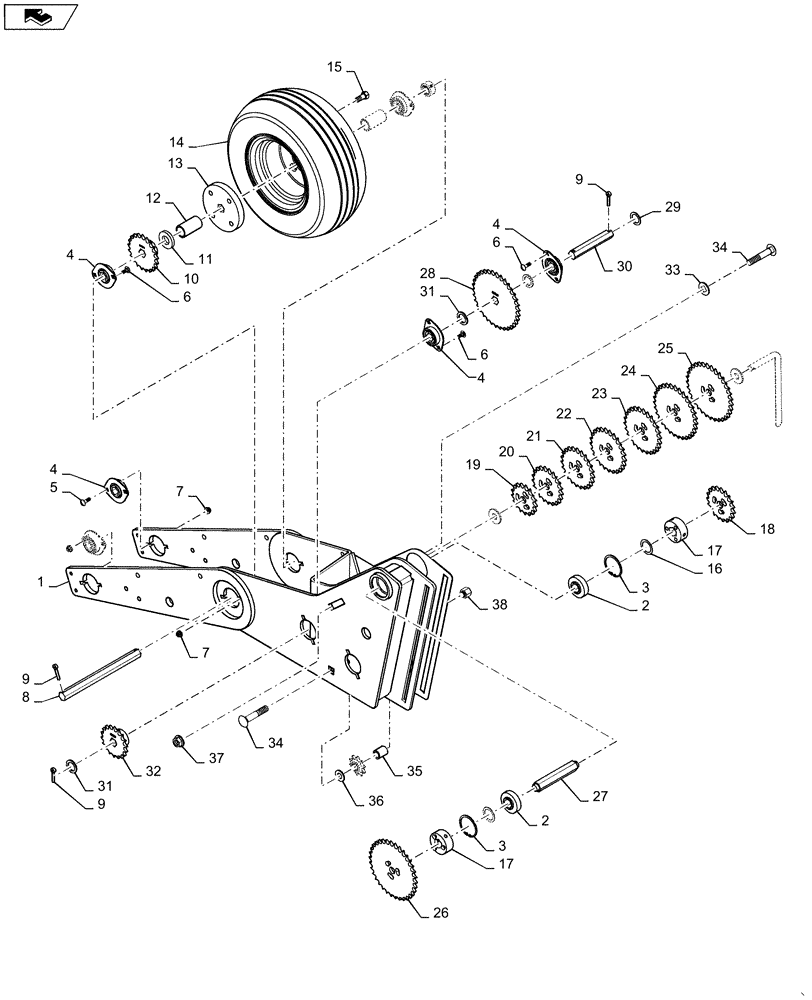 Схема запчастей Case IH 1255 - (61.901.AA[02]) - TRANSMISSION MECHANICAL DRIVE FOR 24 ROW (61) - METERING SYSTEM