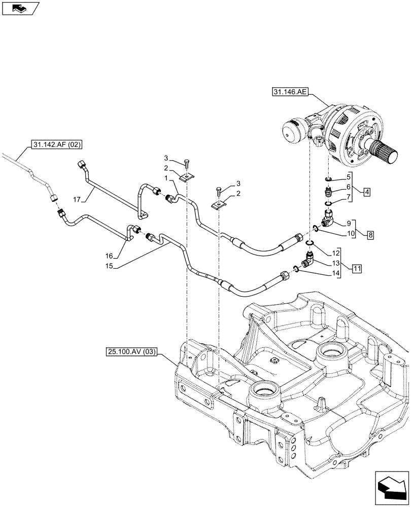 Схема запчастей Case IH FARMALL 105C - (31.142.AF[01]) - VAR - 332789 - FRONT, PTO, ASSY, ASSY (31) - IMPLEMENT POWER TAKE OFF