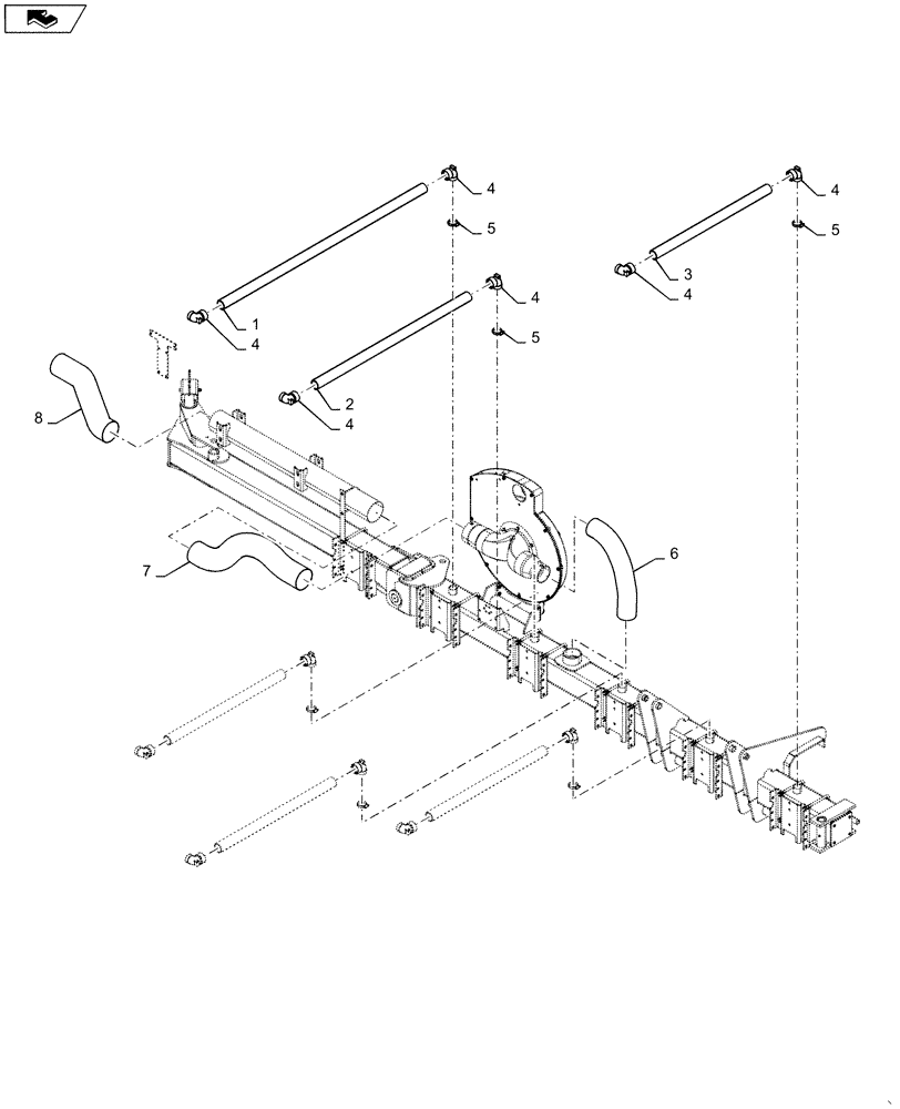 Схема запчастей Case IH 1255 - (79.103.AA[02]) - VACUUM DELIVERY HOSES LEFT FOR 16 ROW (79) - PLANTING