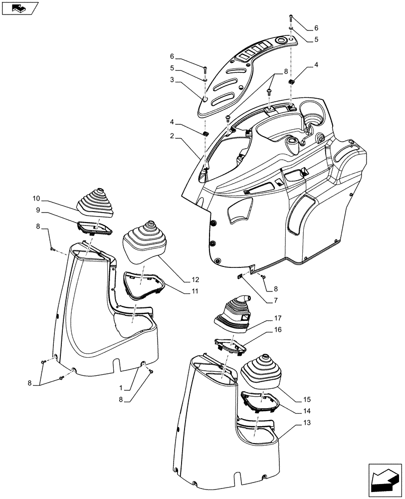 Схема запчастей Case IH FARMALL 95C - (90.110.AV[02]) - VAR - 390124, 336125, 338125 - TRIM PANEL, W/O CAB (90) - PLATFORM, CAB, BODYWORK AND DECALS