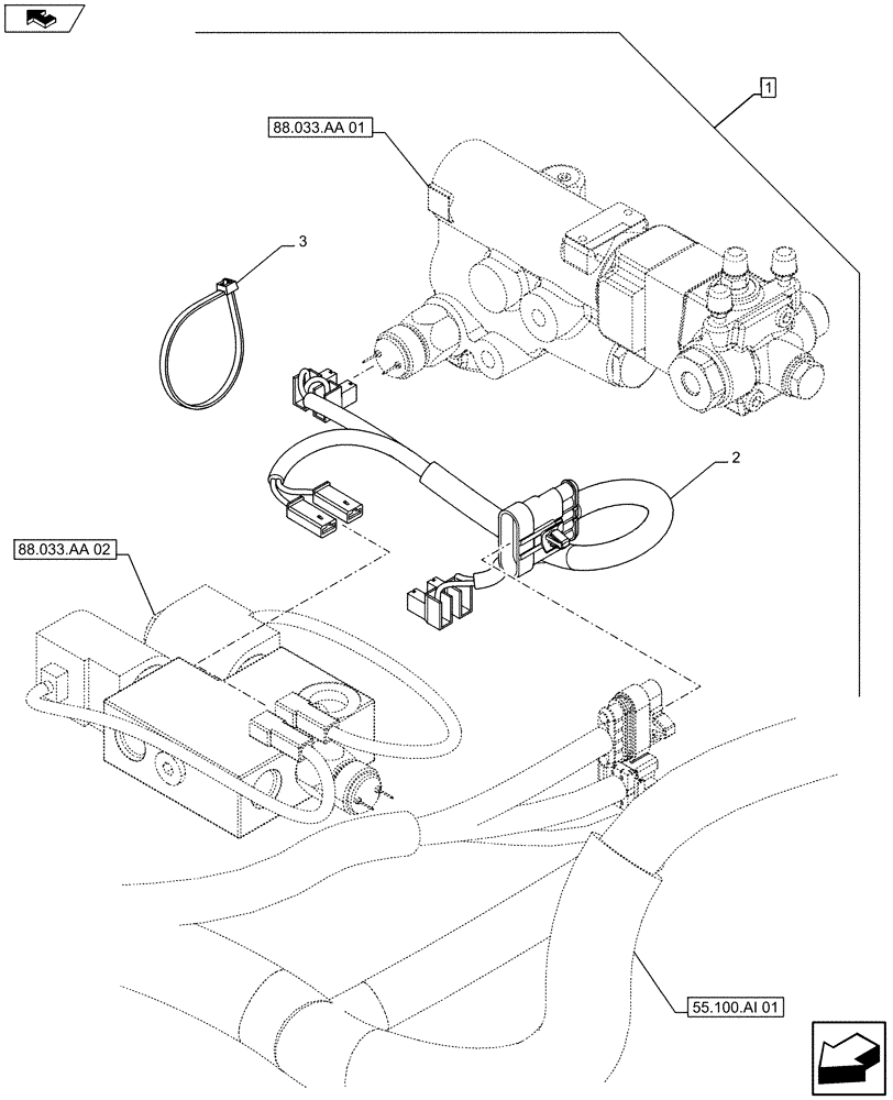 Схема запчастей Case IH FARMALL 105U - (88.033.AA[05]) - DIA KIT, TRAILER BRAKE VALVE - ISO (88) - ACCESSORIES