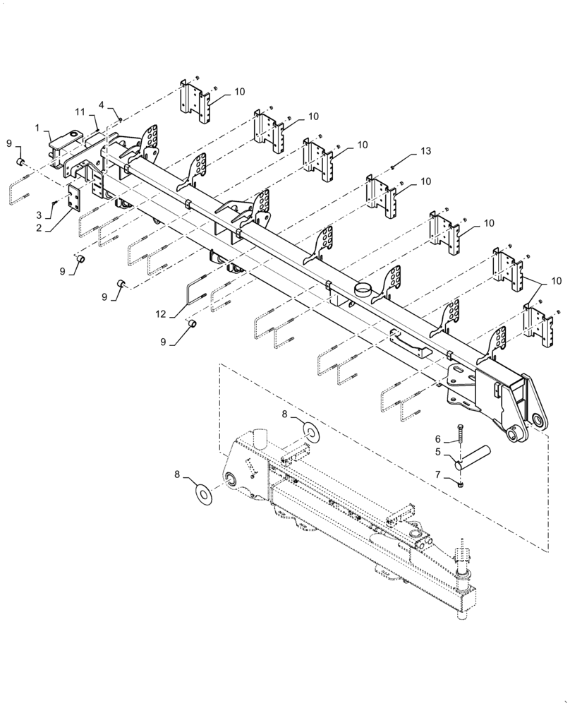 Схема запчастей Case IH 1255 - (39.100.AN[05]) - OUTER WING RIGHT FOR 24 ROW (39) - FRAMES AND BALLASTING