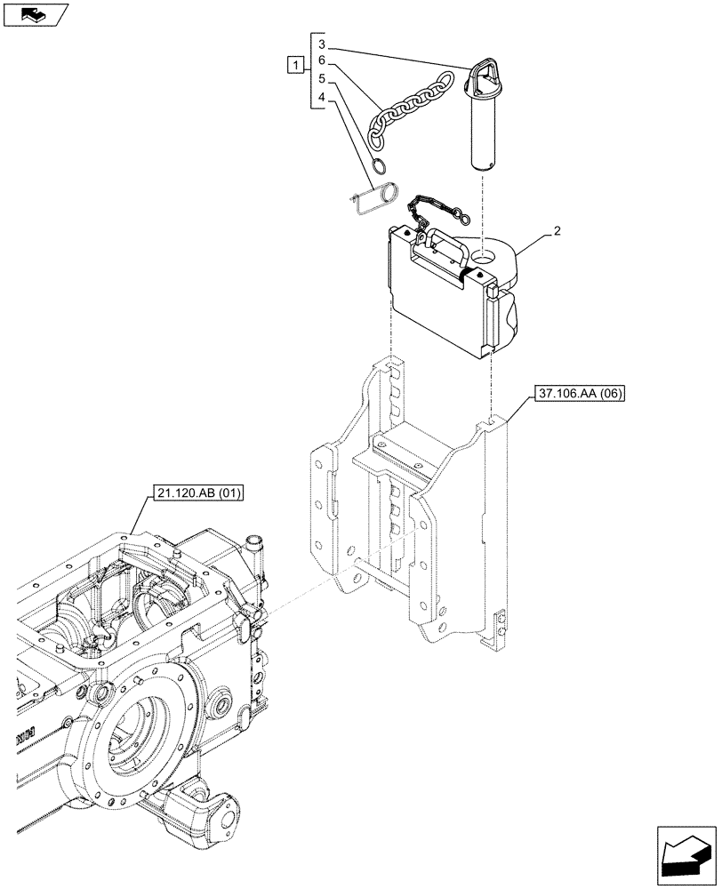 Схема запчастей Case IH FARMALL 115C - (37.106.AA[05]) - VAR - 331928 - TOWING EQUIPMENT (37) - HITCHES, DRAWBARS & IMPLEMENT COUPLINGS