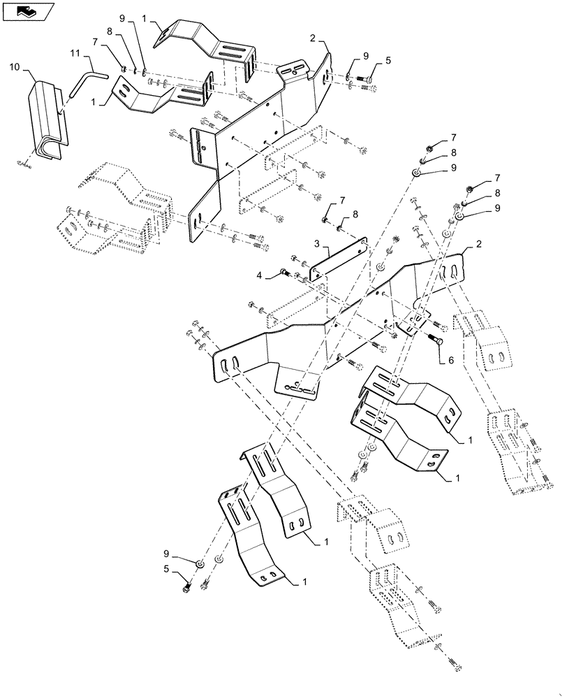 Схема запчастей Case IH 1625 - (39.100.AB[09]) - AIR HOSE TOWER MOUNT (39) - FRAMES AND BALLASTING