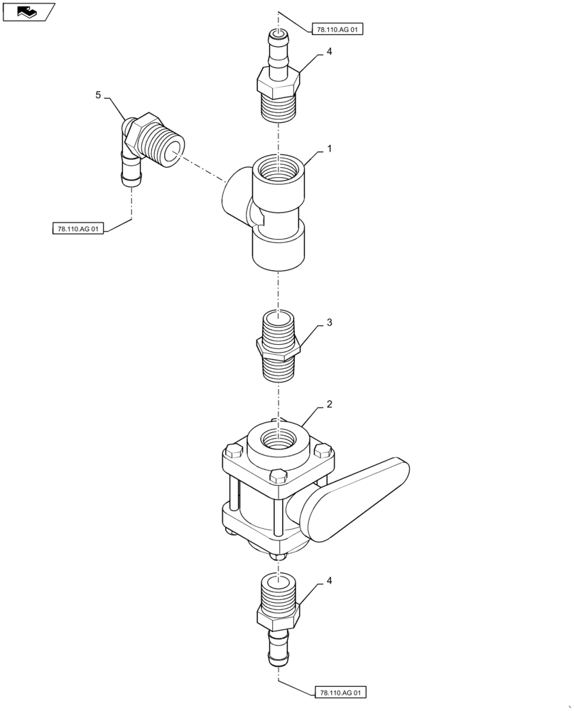 Схема запчастей Case IH 2240 - (78.110.AG[04]) - EDUCTOR RINSE VALVE (78) - SPRAYING