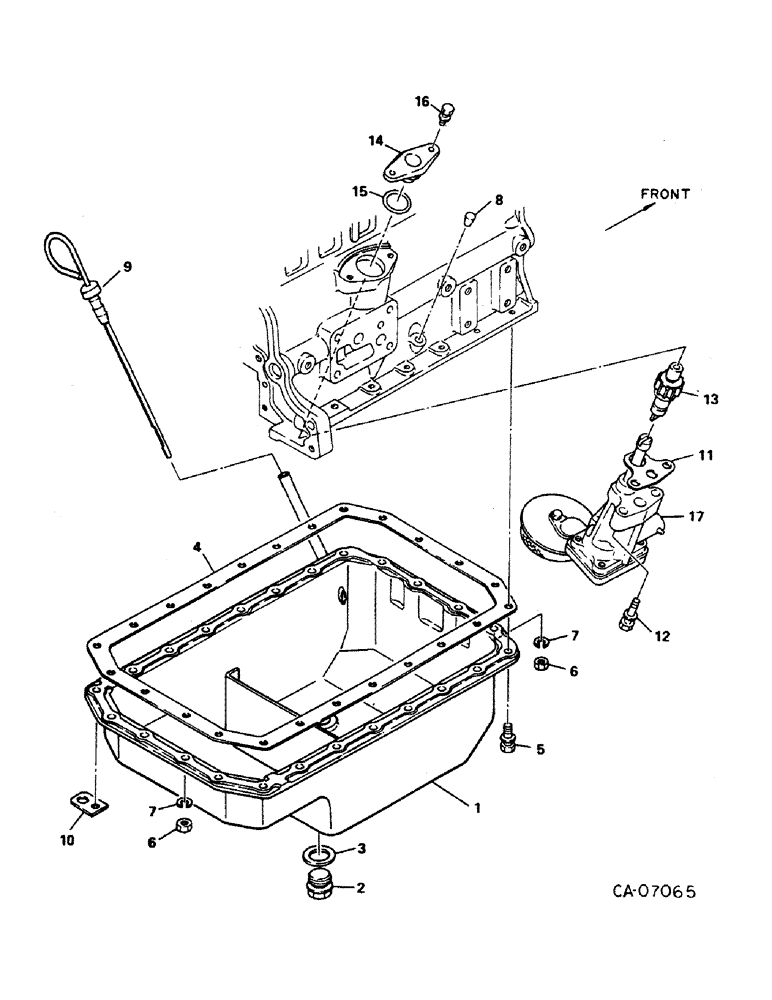 Схема запчастей Case IH 274 - (12-10) - POWER, DIESEL ENGINE, NISSAN, OIL PAN, OIL PUMP AND OIL LEVEL GAUGE Power