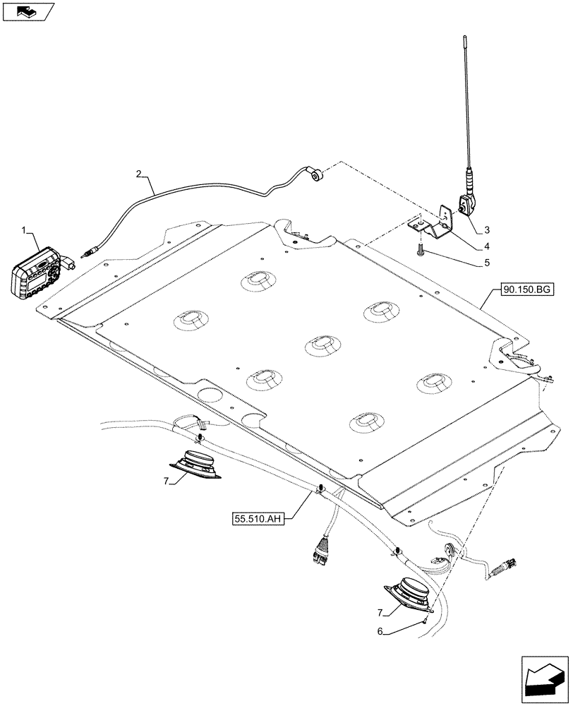 Схема запчастей Case IH FARMALL 85C - (55.512.AA) - RADIO, SPEAKER, ANTENNA (55) - ELECTRICAL SYSTEMS