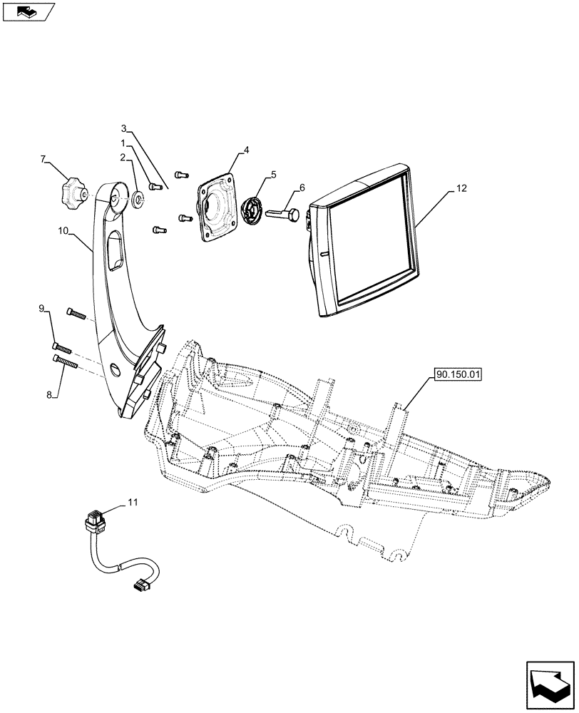 Схема запчастей Case IH PUMA 145 - (55.785.08) - KIT, MONITOR MOUNTING (55) - ELECTRICAL SYSTEMS