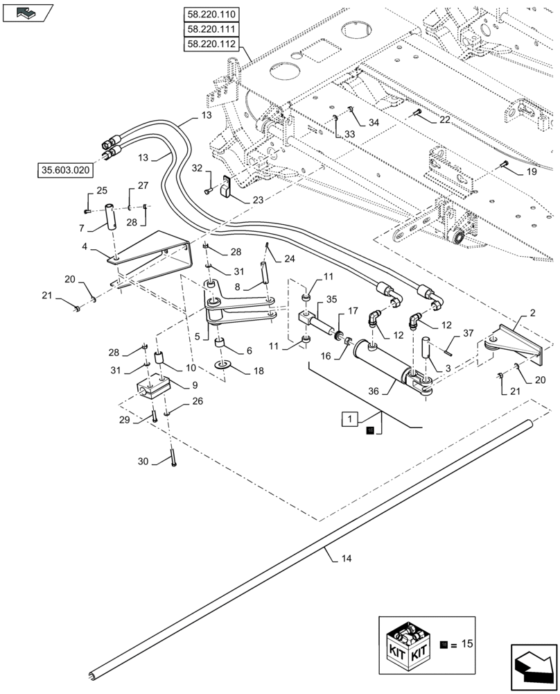 Схема запчастей Case IH 2606XR - (35.603.010) - DECK/STRIPPER PLATES CONTROL, FOR FLAGSHIP COMBINES ONLY (35) - HYDRAULIC SYSTEMS
