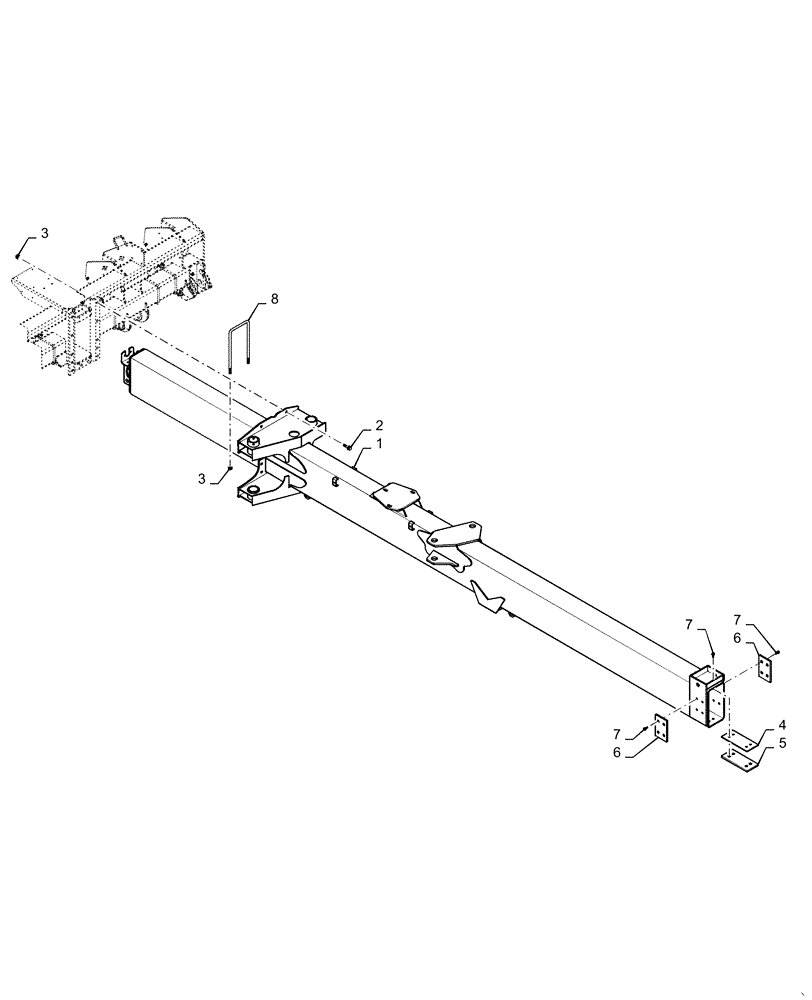 Схема запчастей Case IH 1255 - (39.110.AB[01]) - OUTER HITCH FOR 24 ROW (39) - FRAMES AND BALLASTING