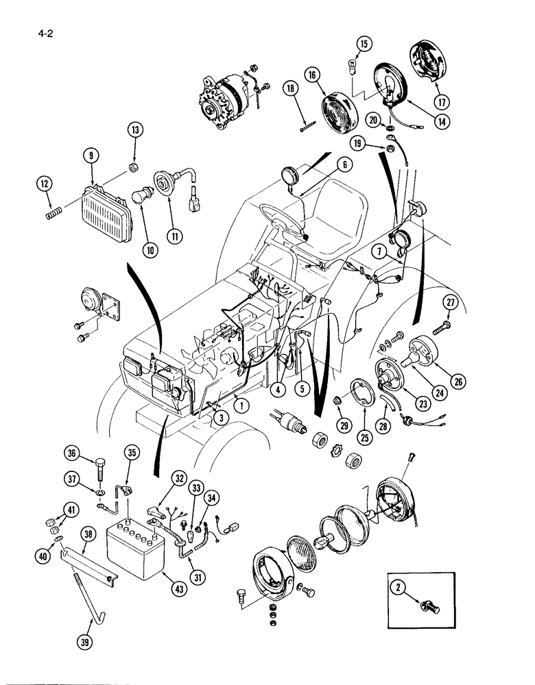 Схема запчастей Case IH 265 - (4-02) - WIRING HARNESS AND BATTERY (04) - ELECTRICAL SYSTEMS