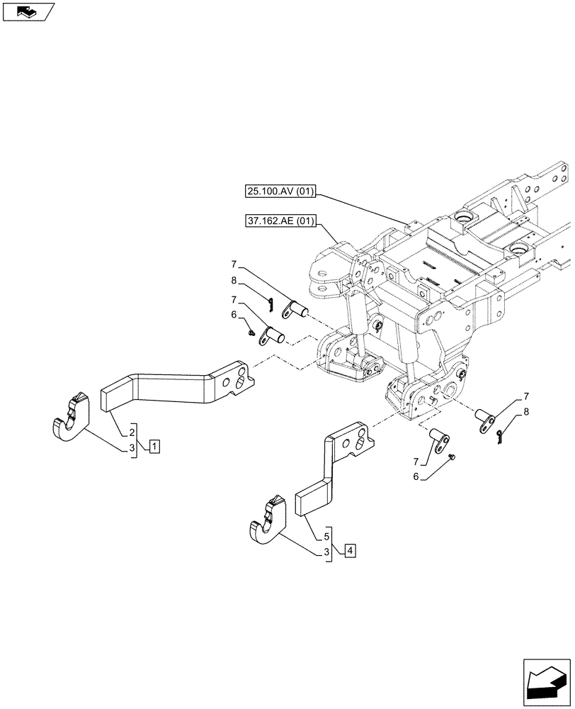 Схема запчастей Case IH FARMALL 95C - (37.166.AE[01]) - VAR - 331789 - 3 POINT HITCH, FRONT, LINK - W/O FRONT PTO (37) - HITCHES, DRAWBARS & IMPLEMENT COUPLINGS