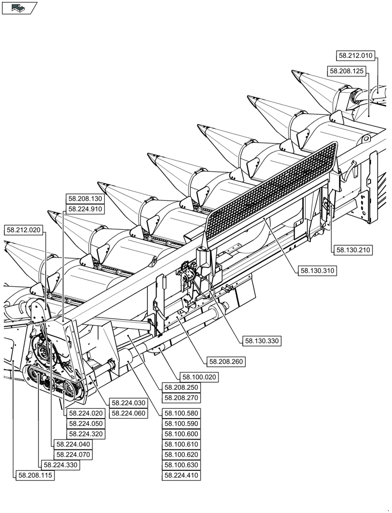 Схема запчастей Case IH 2612XR - (58.000.00[07]) - SECTION INDEX - ATTACHMENTS/HEADERS (58) - ATTACHMENTS/HEADERS