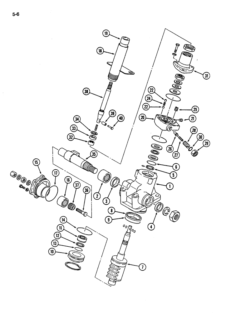 Схема запчастей Case IH 245 - (5-06) - GEAR BOX ASSEMBLY, POWER STEERING (05) - STEERING