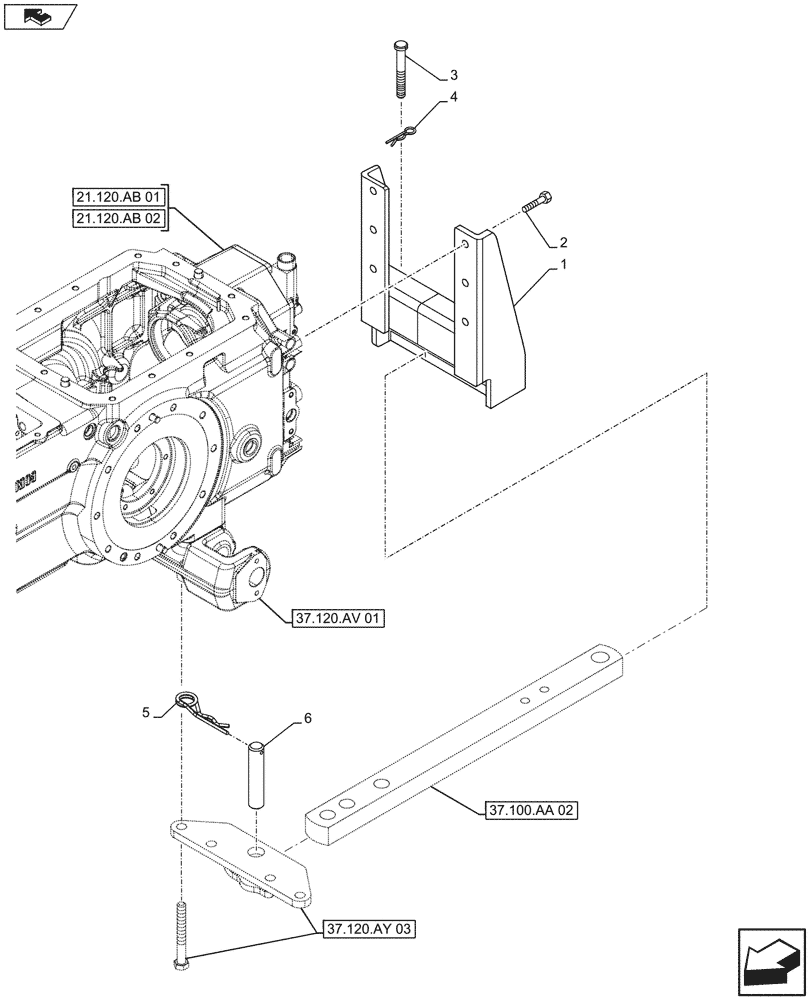 Схема запчастей Case IH FARMALL 105U - (37.100.AB[02]) - VAR - 330905 - DRAWBAR AND HITCH, DRAWBAR, SUPPORT, NA (37) - HITCHES, DRAWBARS & IMPLEMENT COUPLINGS