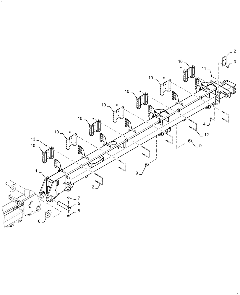 Схема запчастей Case IH 1255 - (39.100.AN[04]) - OUTER WING LEFT FOR 24 ROW (39) - FRAMES AND BALLASTING