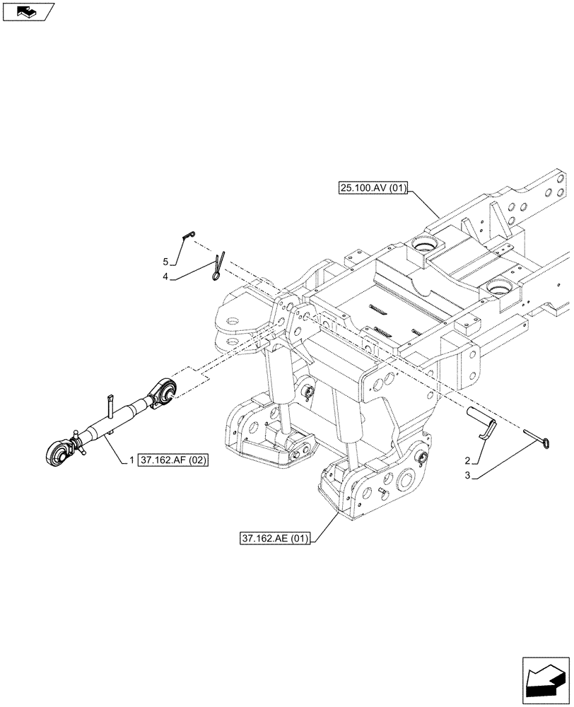 Схема запчастей Case IH FARMALL 105C - (37.162.AF[01]) - VAR - 331789 - 3 POINT HITCH, FRONT, UPPER LINK, W/O FRONT PTO (37) - HITCHES, DRAWBARS & IMPLEMENT COUPLINGS