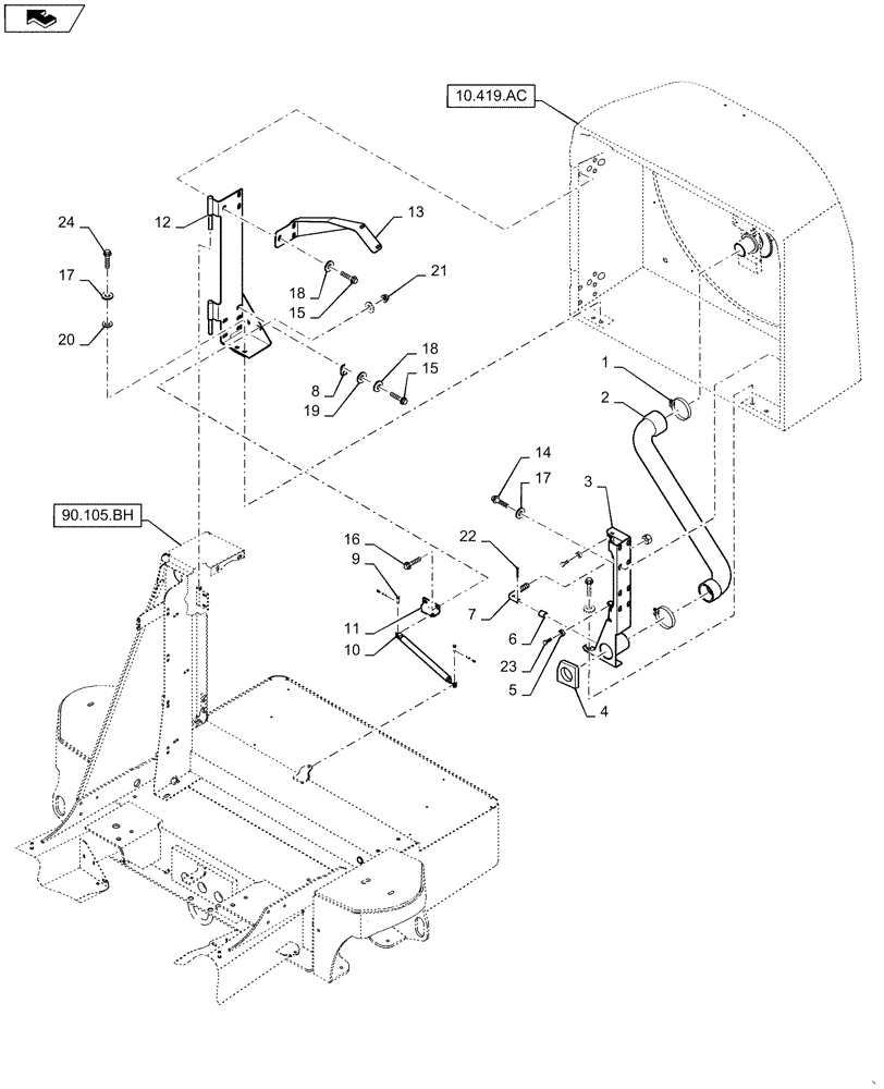 Схема запчастей Case IH WD2303 - (10.419.AC[02]) - SCREEN, REAR COVER, ATTACHMENT (10) - ENGINE