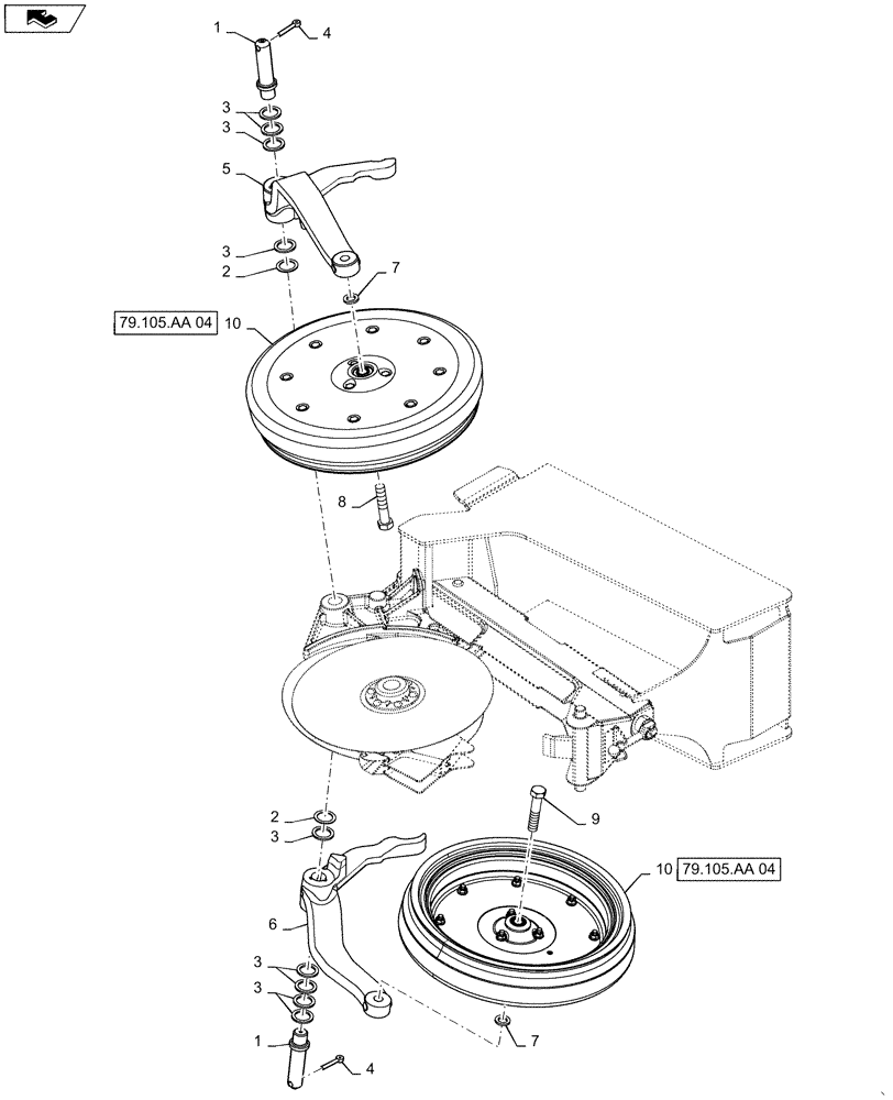 Схема запчастей Case IH 1255 - (79.105.AA[03]) - GAUGE WHEEL ASSEMBLY NARROW (79) - PLANTING