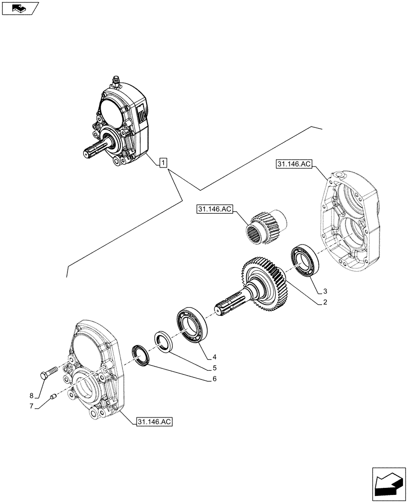 Схема запчастей Case IH FARMALL 105C - (31.146.AB) - VAR - 332789 - FRONT, PTO, ASSY, DRIVEN SHAFT (31) - IMPLEMENT POWER TAKE OFF