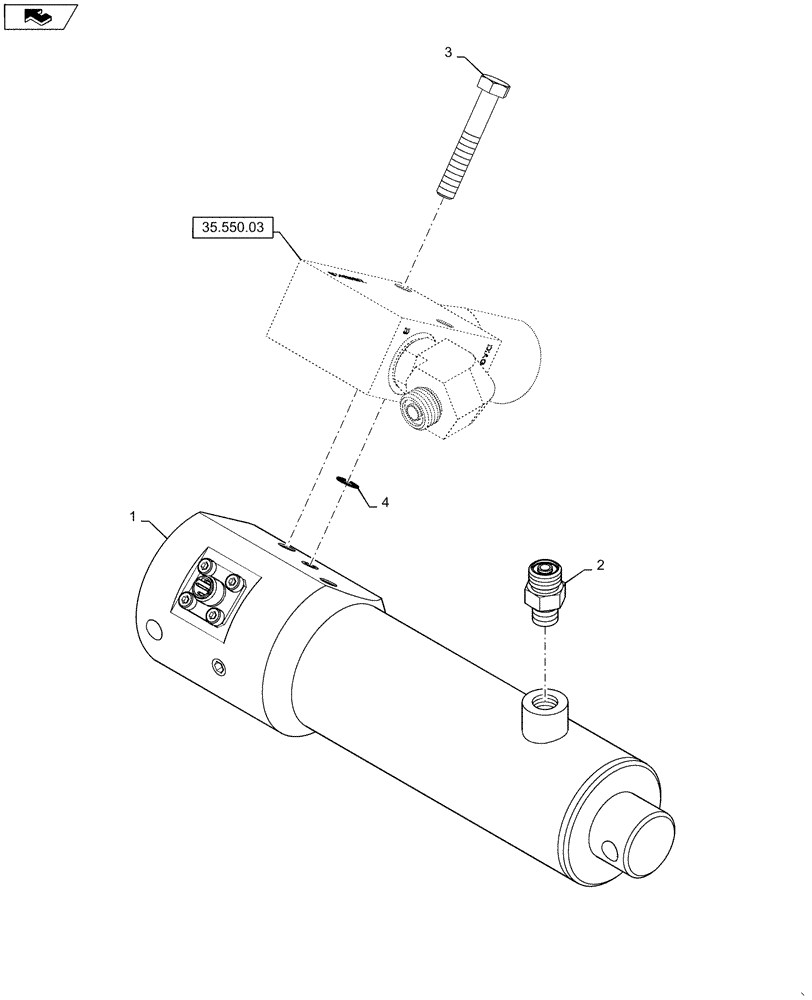 Схема запчастей Case IH 635 - (35.550.02) - HYDRAULIC CYLINDER, TAILGATE (35) - HYDRAULIC SYSTEMS