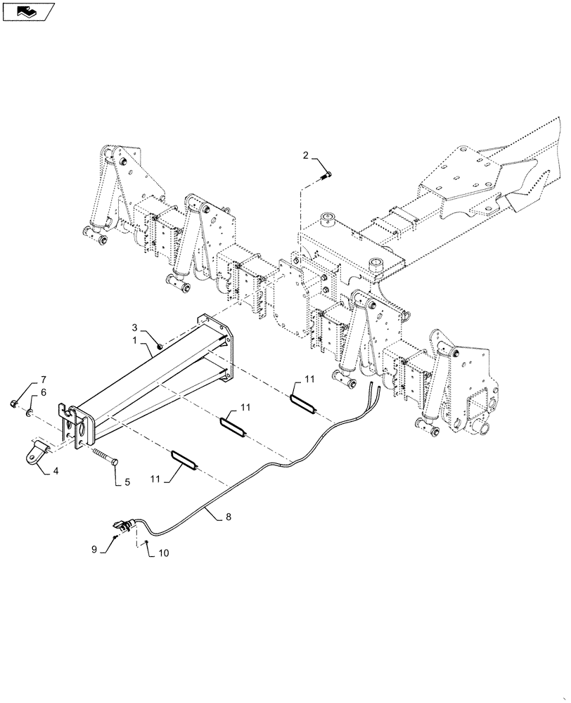 Схема запчастей Case IH 1255 - (39.110.AM[01]) - REAR HITCH FOR 12 AND 16 ROW (39) - FRAMES AND BALLASTING