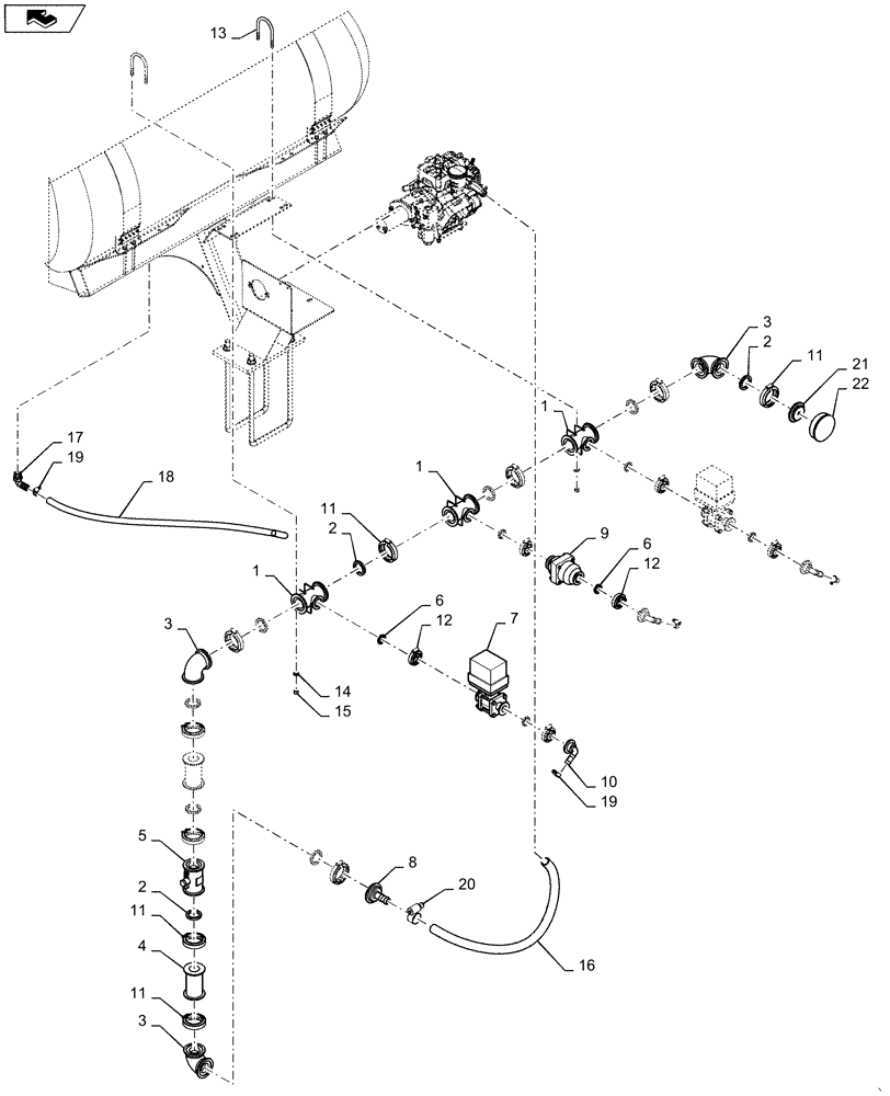 Схема запчастей Case IH 1255 - (63.100.AG[04]) - LIQUID FERTILIZER SECTION CONTROL WITH BULK TANK FOR 24 ROW (63) - CHEMICAL APPLICATORS