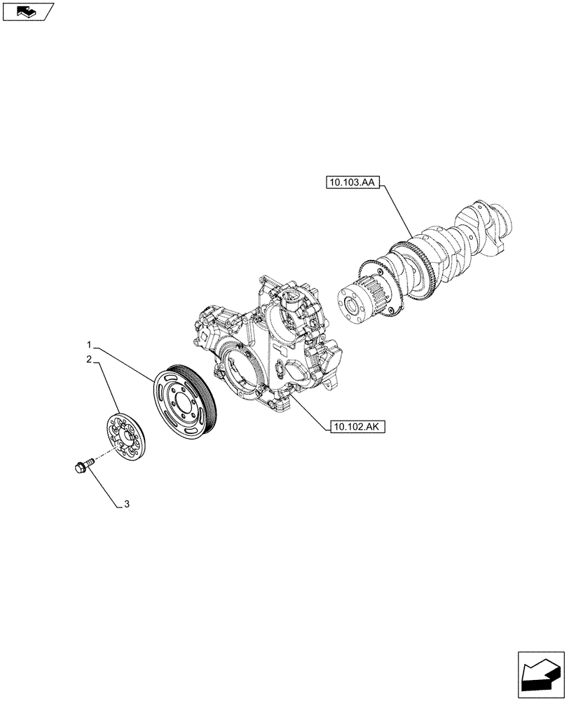 Схема запчастей Case IH F5DFL413H A009 - (10.103.AG) - CRANKSHAFT & PULLEY (10) - ENGINE