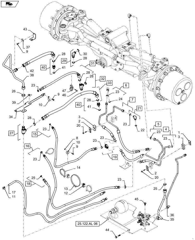 Схема запчастей Case IH MAGNUM 280 - (41.200.AT[08]) - CVT - STEERING SYSTEM - SUSPENDED CNH AXLE CL 5 (41) - STEERING