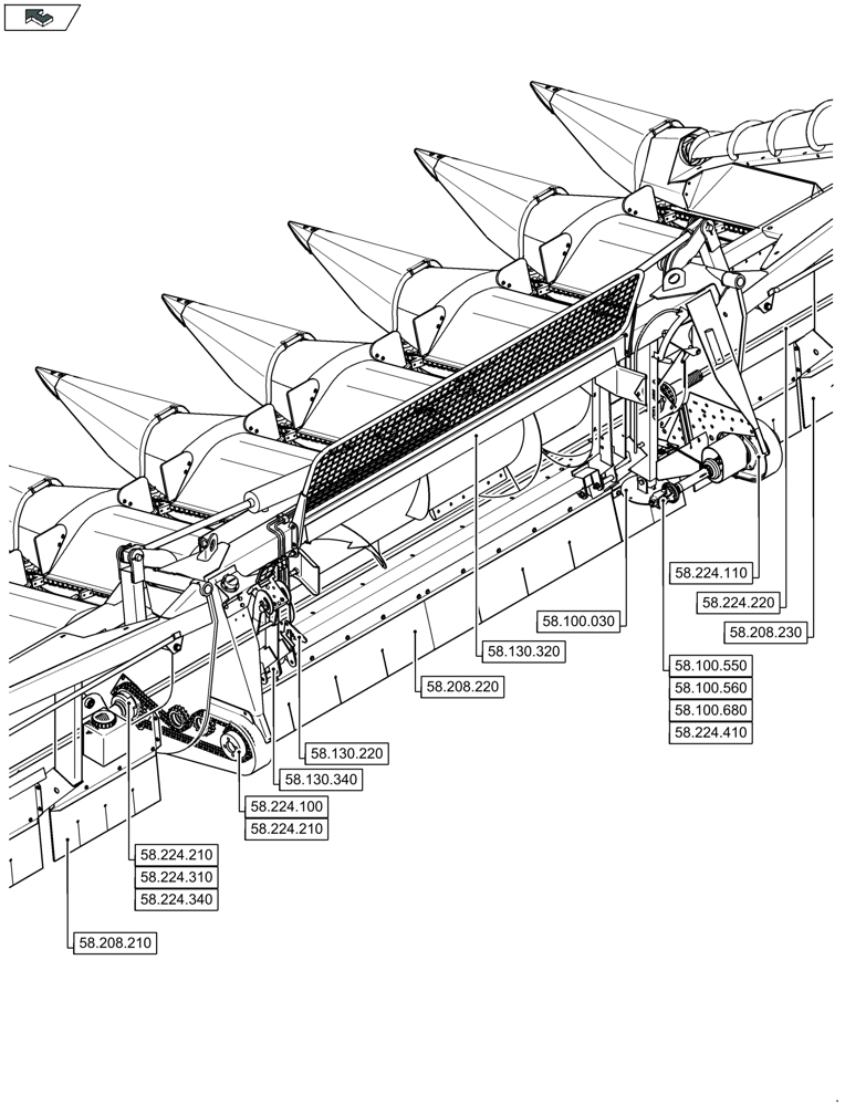 Схема запчастей Case IH 2608XF - (00.000.58[02]) - PICTORIAL INDEX - ATTACHMENTS/HEADERS (00) - GENERAL & PICTORIAL INDEX