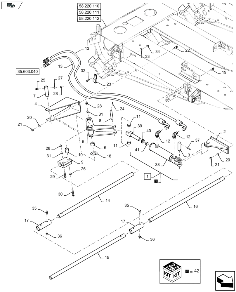 Схема запчастей Case IH 2608XR - (35.603.030) - DECK/STRIPPER PLATES CONTROL, FOR FLAGSHIP COMBINES ONLY (35) - HYDRAULIC SYSTEMS