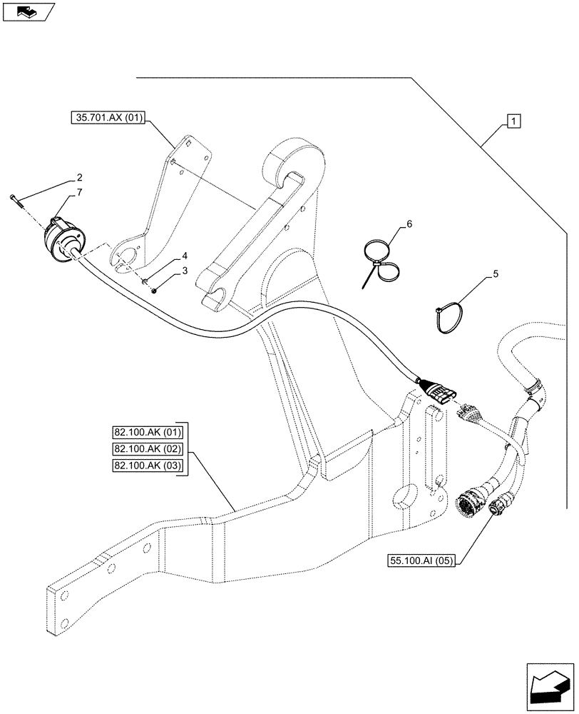 Схема запчастей Case IH FARMALL 115U - (88.082.AA[03]) - DIA KIT, FRONT LOADER, BUCKET, ISO (88) - ACCESSORIES