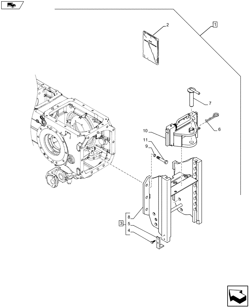 Схема запчастей Case IH FARMALL 115U - (88.037.AA[07]) - DIA KIT - CAT. C SLIDER TYPE TRAILER HITCH WITH SUPPORT - ISO (88) - ACCESSORIES