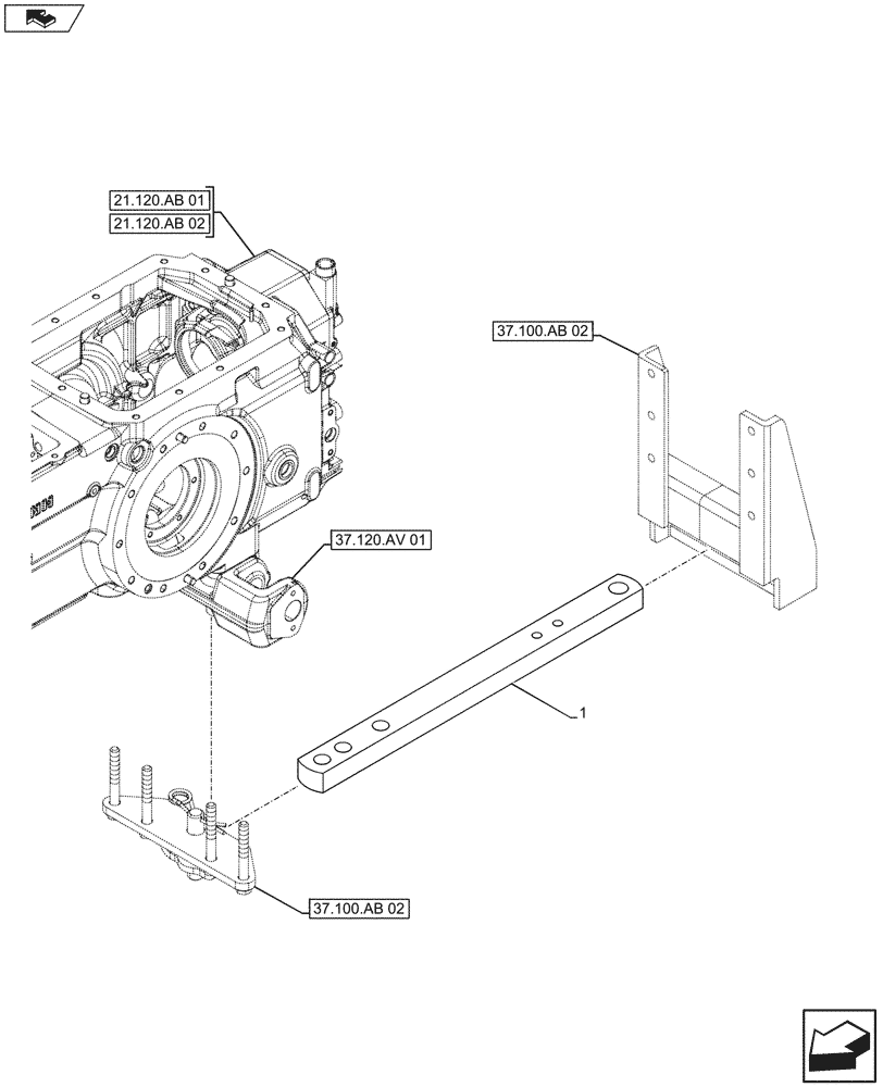 Схема запчастей Case IH FARMALL 115U - (37.100.AA[02]) - VAR - 330905 - DRAWBAR AND HITCH, DRAWBAR, NA (37) - HITCHES, DRAWBARS & IMPLEMENT COUPLINGS