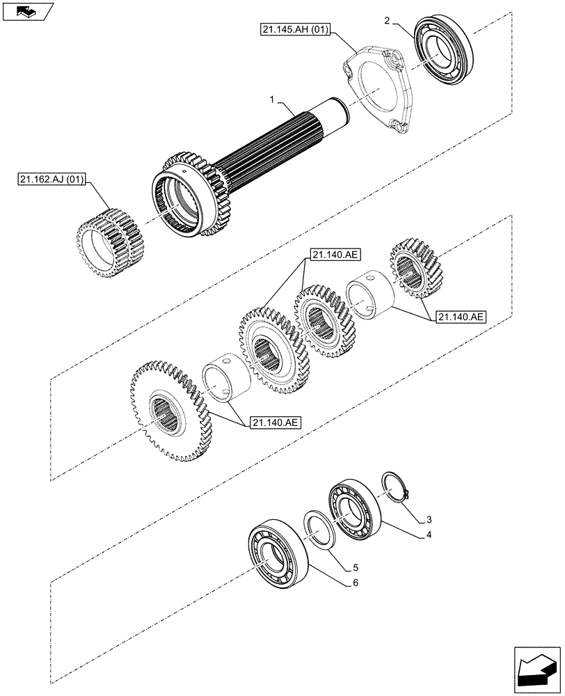 Схема запчастей Case IH FARMALL 105C - (21.145.AA[01]) - TRANSMISSION, DRIVE SHAFT (21) - TRANSMISSION