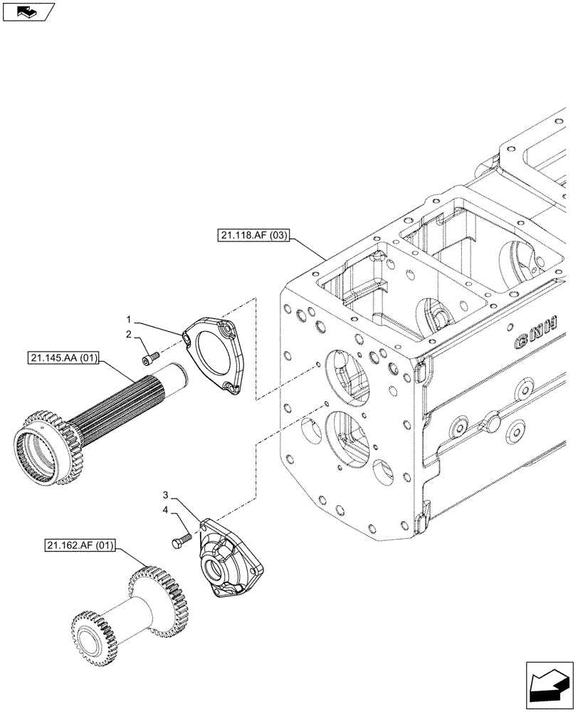 Схема запчастей Case IH FARMALL 105C - (21.145.AH[01]) - TRANSMISSION, COVERS (21) - TRANSMISSION