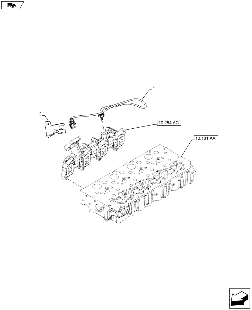 Схема запчастей Case IH F5DFL413H A009 - (55.014.AM) - EXHAUST MANIFOLD, SENSOR (55) - ELECTRICAL SYSTEMS