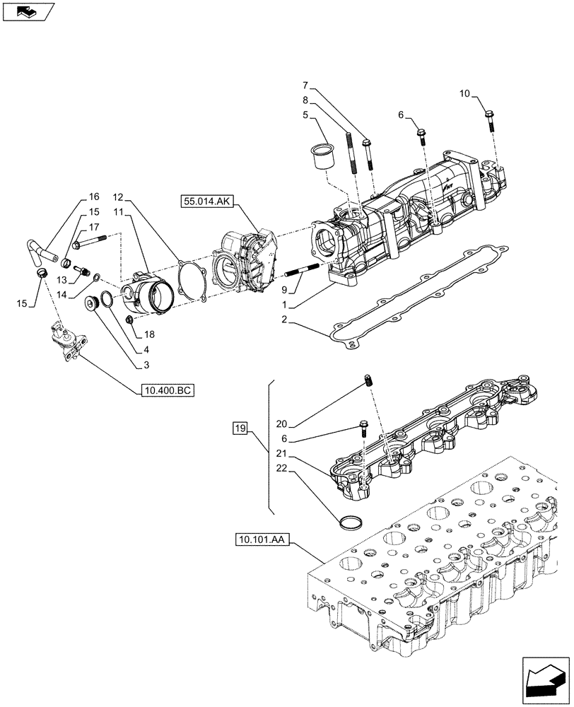 Схема запчастей Case IH F5DFL413H A009 - (10.254.AM) - AIR INTAKE, MANIFOLD (10) - ENGINE